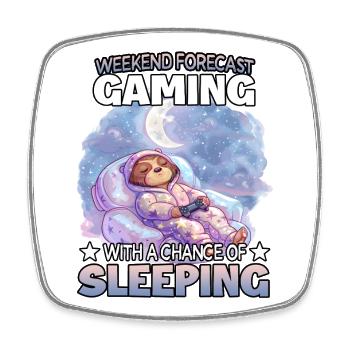 Weekend Gaming Schlafmodus Faultier - Viereckiger Kühlschrankmagnet - Weiß - Vorne