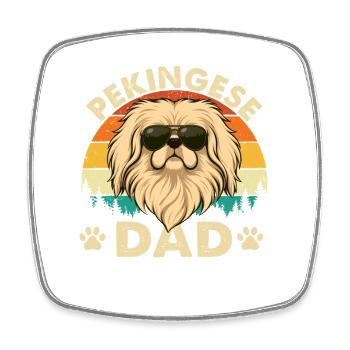 Pekingese Dad - Peke Dog Dad Owner Lap Lion Dog - Square fridge magnet - white - Front