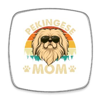 Fière maman pékinoise - Maman Peke Dog propriétaire de chien de compagnie - Magnet carré - blanc - Devant