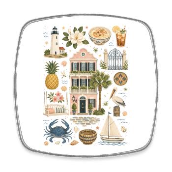 Charleston | Southern, Coast & Charm - Square fridge magnet - white - Front