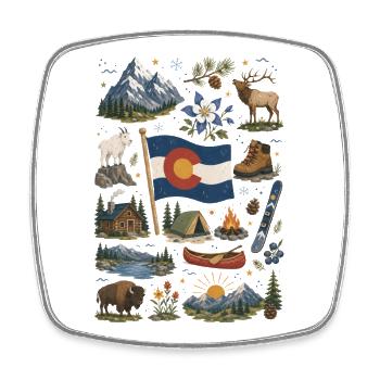 Colorado | Rockies, Outdoor & Freedom - Square fridge magnet - white - Front