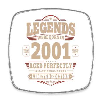 25th Birthday Gift Husband 2001 Vintage Retro - Square fridge magnet - white - Front