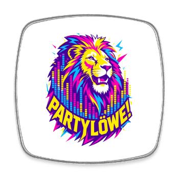 Partylöwe – Neon Löwe Electro & Festival - Viereckiger Kühlschrankmagnet - Weiß - Vorne