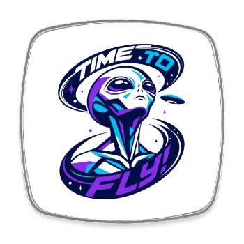 time to fly - Square fridge magnet - white - Front