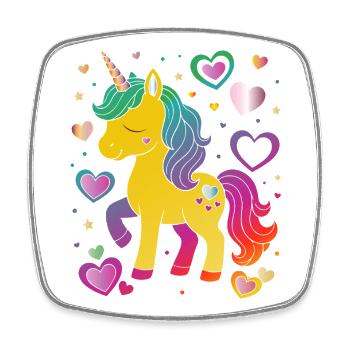 Cute Unicorn with Hearts Design - Square fridge magnet - white - Front