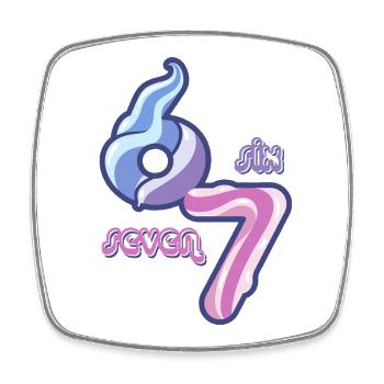 Candy Swirl 67 meme Neon Doodle - Square fridge magnet - white - Front