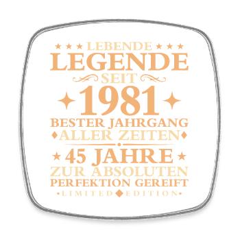 1981 Baujahr Geburtstag Vintage 45 Jahre - Viereckiger Kühlschrankmagnet - Weiß - Vorne