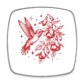 Kolibri-Blumen Vogelbeobachter - Viereckiger Kühlschrankmagnet - Weiß - Vorne