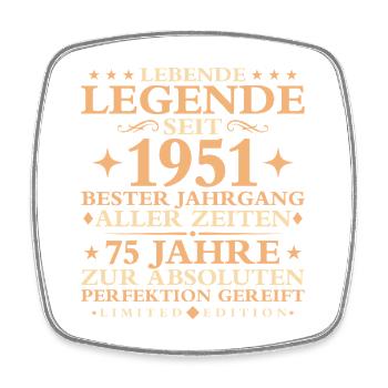 1951 Baujahr Geburtstag Vintage 75 Jahre - Viereckiger Kühlschrankmagnet - Weiß - Vorne