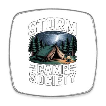 Storm Camp Society Camping - Square fridge magnet - white - Front