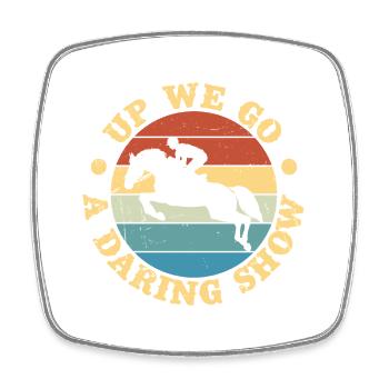 Hobby Horse Rider Up We Go English Riding Horse - Square fridge magnet - white - Front
