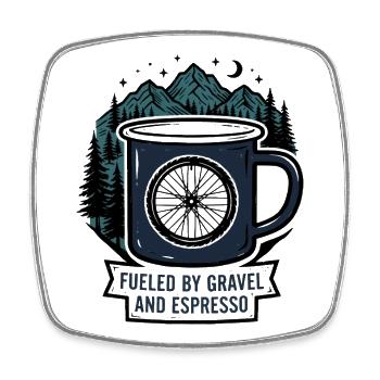 Fueled by Gravel and Espresso Coffee Mug - Square fridge magnet - white - Front