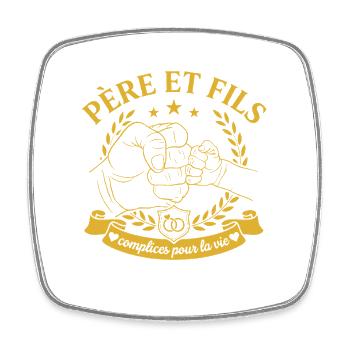 Père Et Fils Complices Pour La Vie - Magnet carré - blanc - Devant