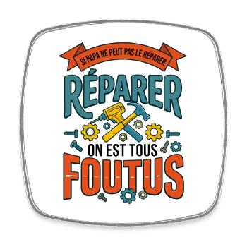 Papa Bricoleur Humour Cadeau - Magnet carré - blanc - Devant