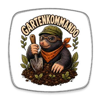 Gartenkommando Maulwurf Beet - Viereckiger Kühlschrankmagnet - Weiß - Vorne
