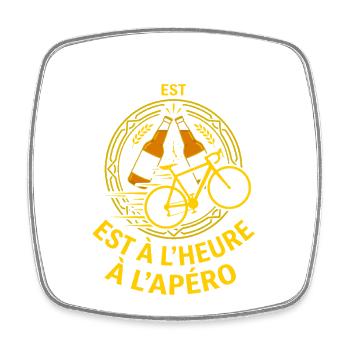 Vélo et Apéro Humour Cycliste - Magnet carré - blanc - Devant