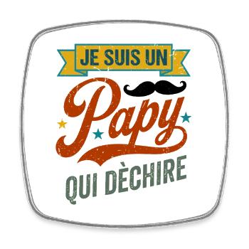 Papy Qui Déchire Humour Cadeau Rétro - Magnet carré - blanc - Devant