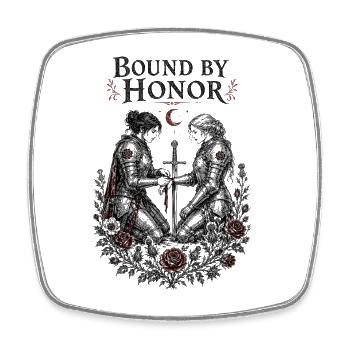 Bound by Honor | Medieval Gothic Love - Square fridge magnet - white - Front