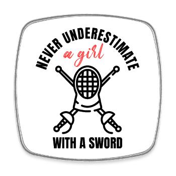 Fencing Girl Power - Square fridge magnet - white - Front