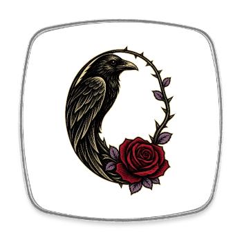 Rose Épine Gothique Corbeau Croissant - Magnet carré - blanc - Devant