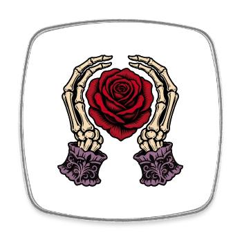Skeleton Hands Red Rose Gothic Tattoo - Square fridge magnet - white - Front