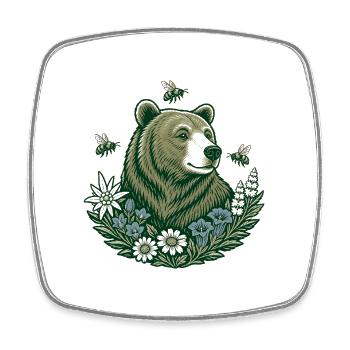 Alpenbärenbienen Edelweiss Volkskunst - Viereckiger Kühlschrankmagnet - Weiß - Vorne