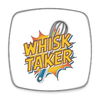 Chef de restaurant Whisk Taker Chef professionnel - Magnet carré - blanc - Devant
