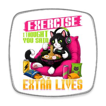 Gamer Gaming Cat Ramen Video Game - Square fridge magnet - white - Front