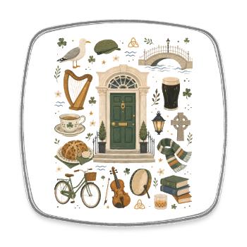 Dublin | Harp, Coast & Shamrock - Square fridge magnet - white - Front