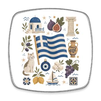 Greece | Islands, Olives & Antiquity - Square fridge magnet - white - Front