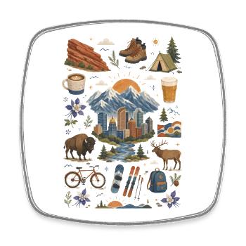 Colorado | Rockies, Ski & Outdoor - Square fridge magnet - white - Front