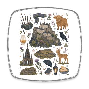 Edinburgh | Highlands, Whisky & Castles - Square fridge magnet - white - Front