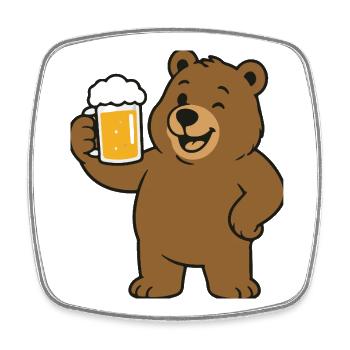 Bear with beer glass - Square fridge magnet - white - Front