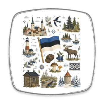 Estonia | Baltic Sea, Forests & Hibernation - Square fridge magnet - white - Front