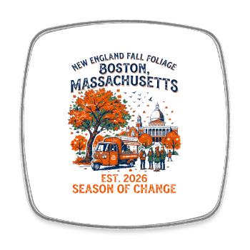 Hot New England Fall Foliage Boston Massachusetts - Square fridge magnet - white - Front