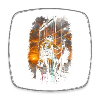 Industrial climbers at heights - Square fridge magnet - white - Front
