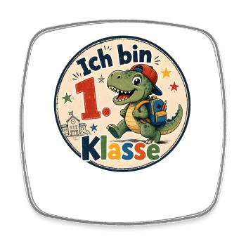 Ich bin 1. Klasse Dino - Viereckiger Kühlschrankmagnet - Weiß - Vorne
