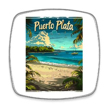 Exotischer Strand Puerto Plata Karibik Landschaft - Viereckiger Kühlschrankmagnet - Weiß - Vorne