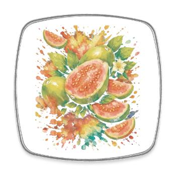 Tropical Guava Exotic Fruit Splash Art - Square fridge magnet - white - Front