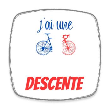 J'ai une Grosse Descente Cycliste France - Magnet carré - blanc - Devant
