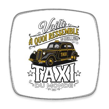 Meilleur Taxi Du Monde Chauffeur Humour - Magnet carré - blanc - Devant