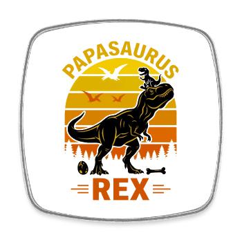 Papasaurus Rex Dinosaur Father's Day - Square fridge magnet - white - Front
