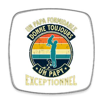 Papa Formidable Papy Exceptionnel Cadeau - Magnet carré - blanc - Devant