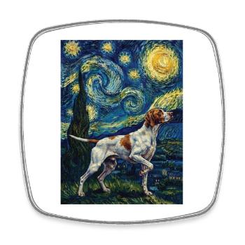 English Pointer Starry Night - Dog Dad Bird Dog - Square fridge magnet - white - Front