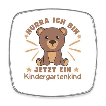 Hurra Ich Bin Jetzt Ein Kindergartenkind Bär - Viereckiger Kühlschrankmagnet - Weiß - Vorne
