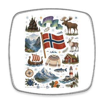 Norway | Fjords, Northern Lights & Vikings - Square fridge magnet - white - Front