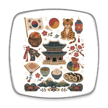 South Korea | Temples, Kimchi & Culture - Square fridge magnet - white - Front