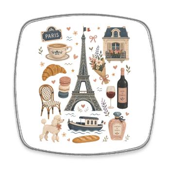 Paris | Eiffelturm, Café & Romantik - Viereckiger Kühlschrankmagnet - Weiß - Vorne