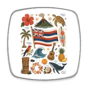 Hawaii | Aloha, surfing & island happiness - Square fridge magnet - white - Front