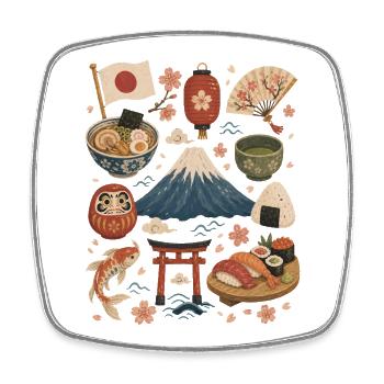 Japan | Fuji, Sakura & Indulgence - Square fridge magnet - white - Front